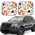 thumbnail image 1 of Lsque Autumn Pumpkins Fall Leaves 2 PCS Windshield Sun Shade | CarFoldable Window Covers | Car Accessories Reflect UV for Universal Cars SUV Truck | Large, 1 of 7