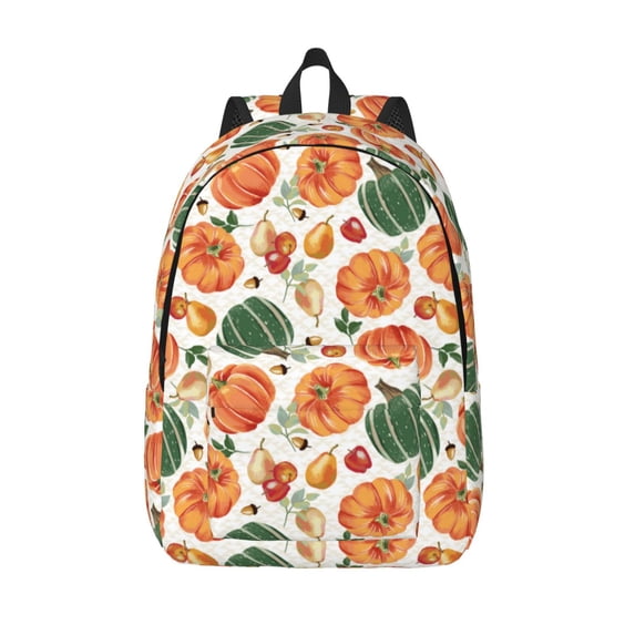 Lsque Autumn Pumpkins Pattern Canvas Daypack, Durable Backpack, High-quality Versatile Backpack,Vintage Compact Backpack-Medium