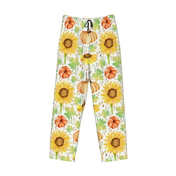 Lsque Autumn Theme Print Men's Pajama Pants, Lounge Pant - Comfortable Home Wear,Elastic Waistband, Stylish Design-Small