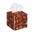 thumbnail image 1 of Lsque Autumn Warm Tone Maple Leaf Printed Tissue Box Cover Holder, Facial Paper Organizer Dispenser,Square with Bottom Belt, PVC Leather Decorative Organizer, 1 of 8