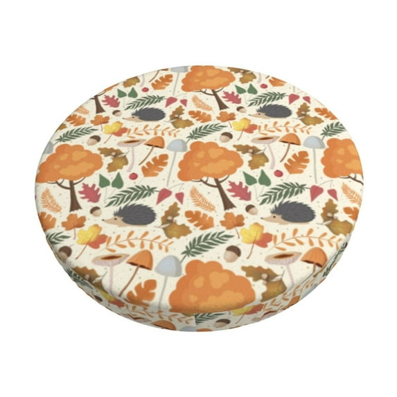 Lsque Autumn With Hedgehog Pattern Round Bar chair cushion covers Velvet Fabric Premium Comfort Protects from Scratches and Stains for 14-17 Inch Chair-14 inch