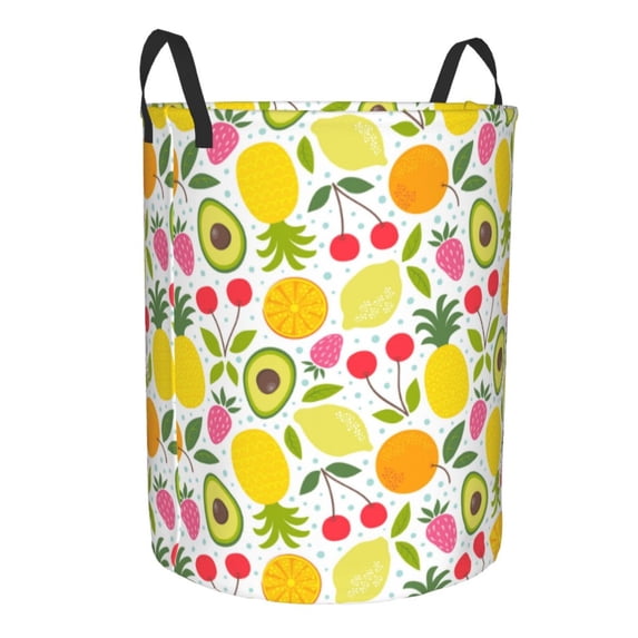 Lsque Avocado And Pineapple pattern Laundry Hamper Basket, Tall Woven Rope Hamper Basket for Clothes, Lightweight Storage Basket, Collapsible Waterproof-Medium