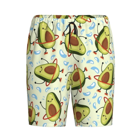 Lsque Avocado Doing Sport Mens Sleep Pajama Shorts,Short Pajama Pants, Cotton Ultra-Soft Knit-Small