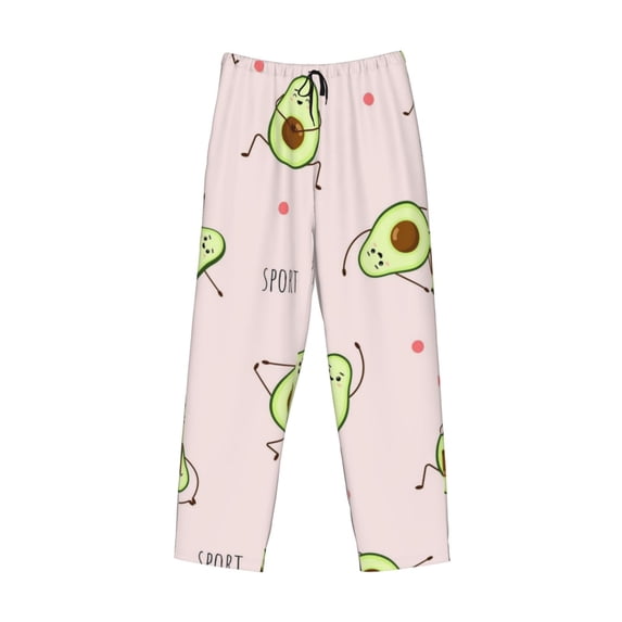 Lsque Avocado Doing Sport Yoga Print Men's Pajama Pants, Lounge Pant - Comfortable Home Wear,Elastic Waistband, Stylish Design-Medium