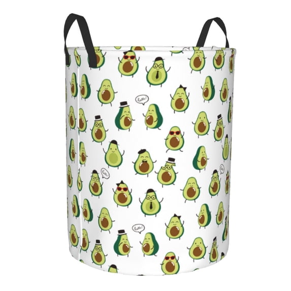 Lsque Avocado Friends pattern Laundry Hamper Basket, Tall Woven Rope Hamper Basket for Clothes, Lightweight Storage Basket, Collapsible Waterproof-Medium