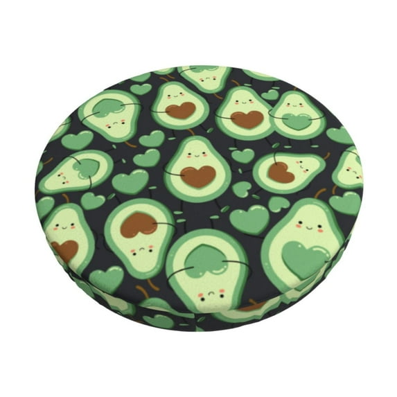 Lsque Avocado Heart Pattern Round Bar chair cushion covers Velvet Fabric Premium Comfort Protects from Scratches and Stains for 14-17 Inch Chair-12 inch