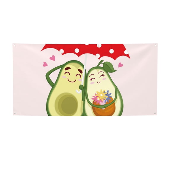 Lsque Avocado Lovers Wearing Umbrella Pattern Party Banner, Festive Banner , Holiday Celebrations and Events for Carnival Birthday Party Festival Decorations-Small