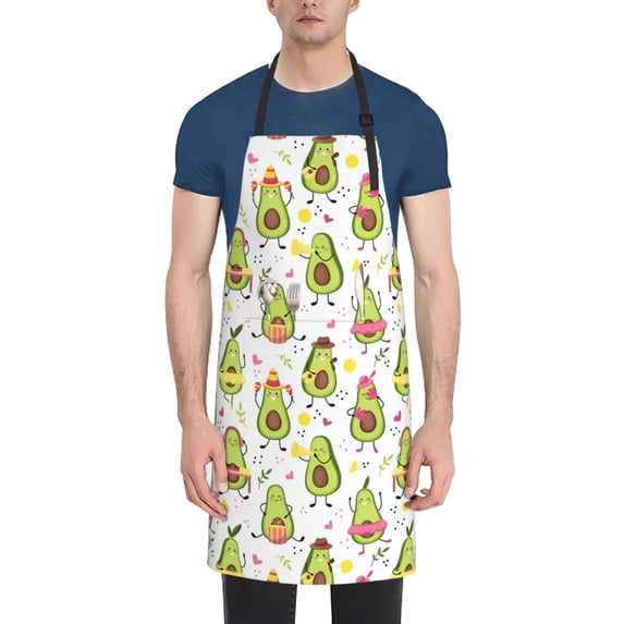 Lsque Avocado Playing Music Waterproof Apron Chef Aprons for Men Heavy Duty Chemical Work Apron Extra Long Grilling Aprons with Adjustable Bib Apron