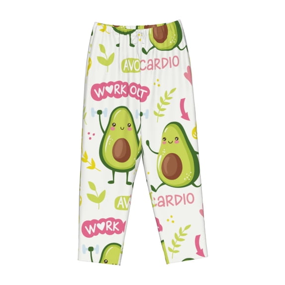Lsque Avocado Work Out Print Women's Pajama Pants, Lounge Pant - Comfortable Home Wear,Elastic Waistband, Stylish Design-Small