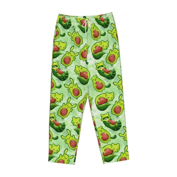 Lsque Avocado color cute animals Print Women's Pajama Pants, Lounge Pant - Comfortable Home Wear,Elastic Waistband, Stylish Design-Medium