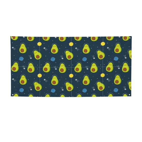 Lsque Avocado in Space Pattern Party Banner, Festive Banner , Holiday Celebrations and Events for Carnival Birthday Party Festival Decorations-Small