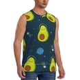 thumbnail image 1 of Lsque Avocado in Space Print Men's Cotton Blend Sleeveless Muscle Shirts (S-3XL)- Moisture Wicking, Odor Protection, UPF 30+,Large, 1 of 8