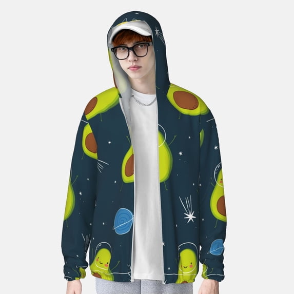 Lsque Avocado in Space UPF 50+ Lightweight Sun Protection Men's Women's Long Sleeve Shirt, Hoodie Performance -Medium