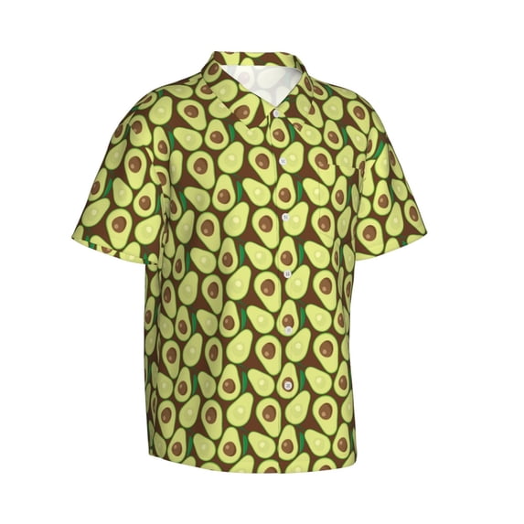 Lsque Avocado pattern Hawaiian Shirt for Men, Unisex Summer Beach Casual Short Sleeve Button Down Shirts-Small