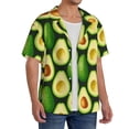 thumbnail image 1 of Lsque Avocado print Men's Cuban Collar Short Sleeve Shirt Summer Beachwear Casual Button Down Fashionable Vacation Leisure Shirt-Small, 1 of 7