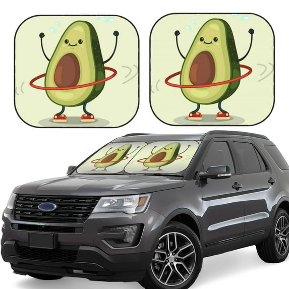 Lsque Avocado1 2 PCS Windshield Sun Shade | CarFoldable Window Covers | Car Accessories Reflect UV for Universal Cars SUV Truck | Medium