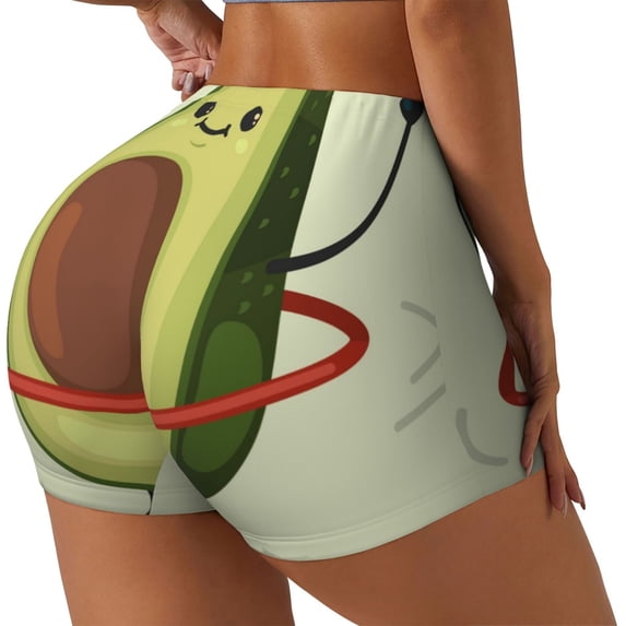 Lsque Avocado1 Pattern High Waisted Biker Shorts for Women-Tummy Control Fitness Athletic Workout Running Yoga Gym Shorts,Moisture-Wicking-XX-Large