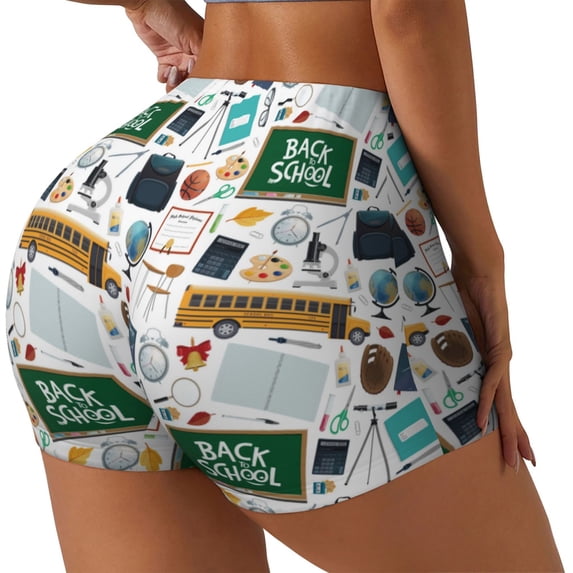 Lsque Back To School A Pattern High Waisted Biker Shorts for Women-Tummy Control Fitness Athletic Workout Running Yoga Gym Shorts,Moisture-Wicking-XX-Large