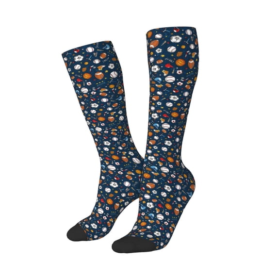 Lsque Ball Sports Printed Crew Socks Men's Women's LightWeight Thin Casual Calf Socks ,Knee High Socks,Cotton Socks