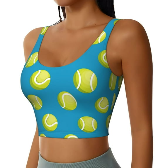 Lsque Ball Tennis Printed Women'S Sports Bra, Compression, Moisture Wicking, High-Impact Sports Bra For Women,Supportive sports bra-X-Large