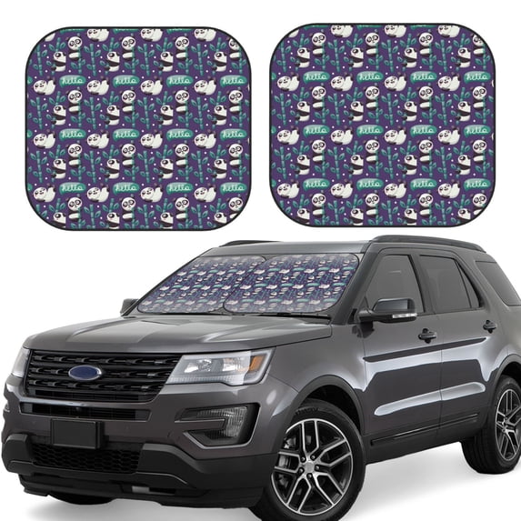Lsque Bamboo Panda 2 PCS Windshield Sun Shade | CarFoldable Window Covers | Car Accessories Reflect UV for Universal Cars SUV Truck | Small