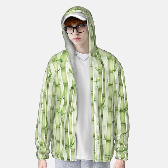 Lsque Bamboo Stems And Leaves UPF 50+ Lightweight Sun Protection Men's Women's Long Sleeve Shirt, Hoodie Performance -Large