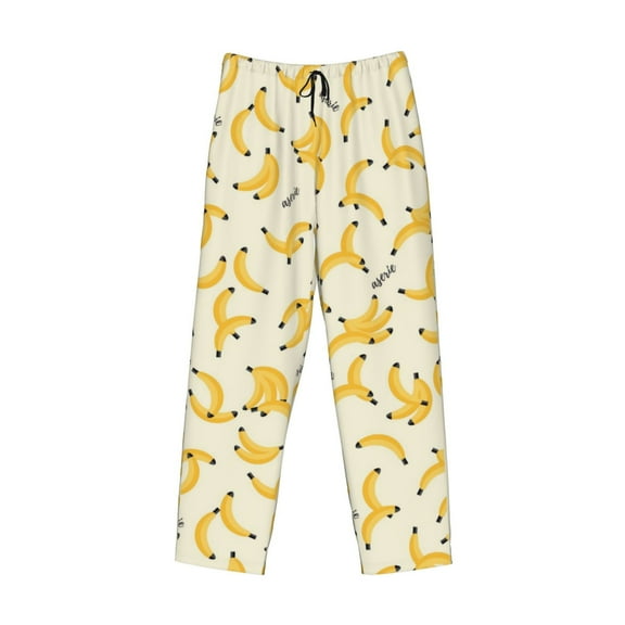 Lsque Banana Print Men's Pajama Pants, Lounge Pant - Comfortable Home Wear,Elastic Waistband, Stylish Design-Small