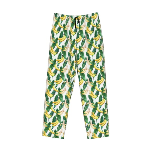 Lsque Banana Tree Leaves Print Men's Pajama Pants, Lounge Pant - Comfortable Home Wear,Elastic Waistband, Stylish Design-XX-Large