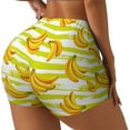 thumbnail image 1 of Lsque Bananas On A Striped Pattern High Waisted Biker Shorts for Women-Tummy Control Fitness Athletic Workout Running Yoga Gym Shorts,Moisture-Wicking-Small, 1 of 9
