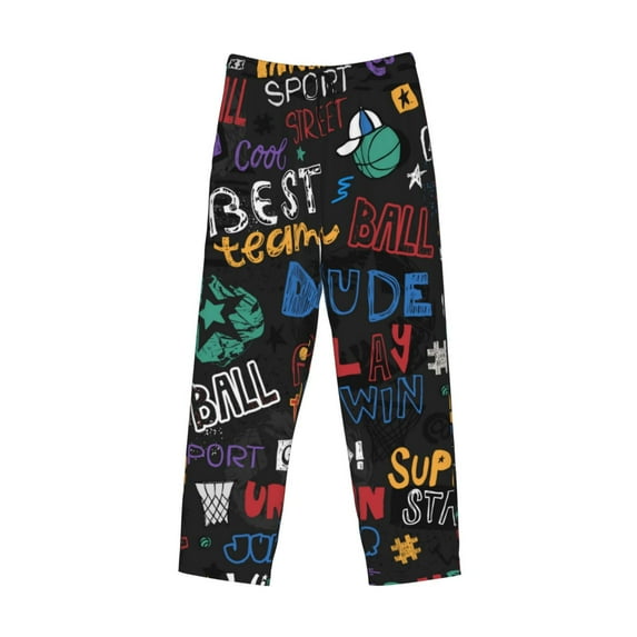 Lsque Basketball Print Men's Pajama Pants, Lounge Pant - Comfortable Home Wear,Elastic Waistband, Stylish Design-Medium
