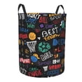 thumbnail image 1 of Lsque Basketball pattern Laundry Hamper Basket, Tall Woven Rope Hamper Basket for Clothes, Lightweight Storage Basket, Collapsible Waterproof-Medium, 1 of 8