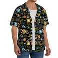 thumbnail image 1 of Lsque Basketball print Men's Cuban Collar Short Sleeve Shirt Summer Beachwear Casual Button Down Fashionable Vacation Leisure Shirt-Small, 1 of 7