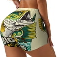 thumbnail image 1 of Lsque Bass Fish and Water Pattern High Waisted Biker Shorts for Women-Tummy Control Fitness Athletic Workout Running Yoga Gym Shorts,Moisture-Wicking-Large, 1 of 8