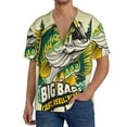 thumbnail image 1 of Lsque Bass Fish and Water Print Men's Cuban Collar Short Sleeve Shirt Summer Beachwear Casual Button Down Fashionable Vacation Leisure Shirt-Medium, 1 of 5
