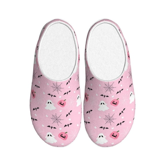 Lsque Bat And Pumpkin Pattern Womens Comfort Cotton on Scuff With Memory Foam and Anti-skid Sole Slipper-42/43
