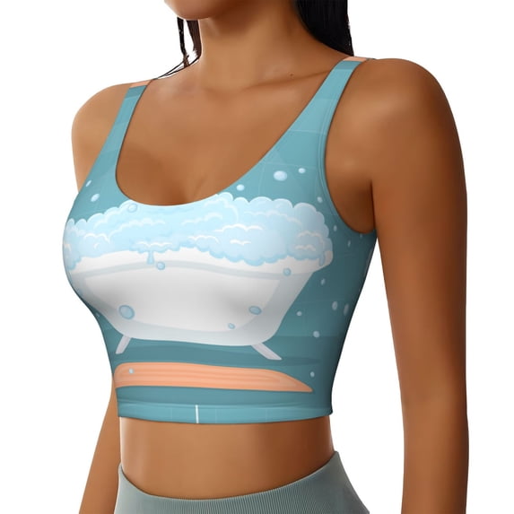 Lsque Bathtub with Soap Bubbles Printed Women'S Sports Bra, Compression, Moisture Wicking, High-Impact Sports Bra For Women,Supportive sports bra-XX-Large
