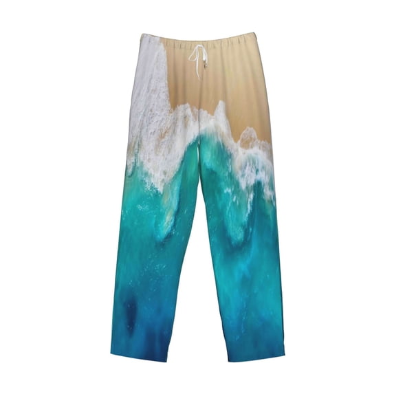 Lsque Beach Print Men's Pajama Pants, Lounge Pant - Comfortable Home Wear,Elastic Waistband, Stylish Design-Large