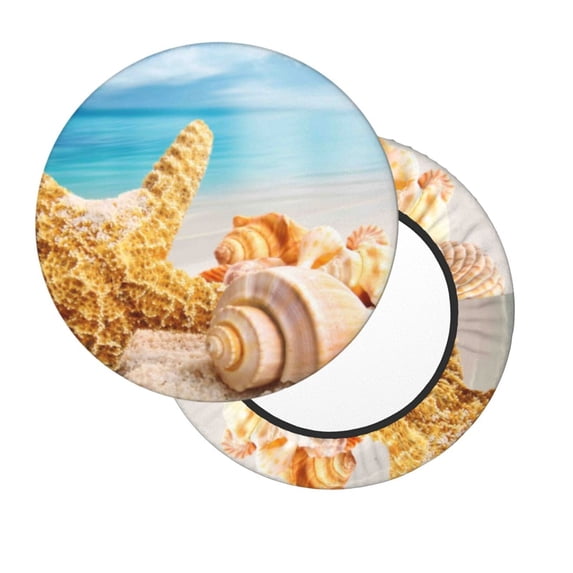 Lsque Beach Starfish Shell Round Bar chair cushion covers Velvet Fabric Premium Comfort Protects from Scratches and Stains for 14-17 Inch Chair- 14 inch