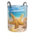 thumbnail image 1 of Lsque Beach Starfish Shell pattern Laundry Hamper Basket, Tall Woven Rope Hamper Basket for Clothes, Lightweight Storage Basket, Collapsible Waterproof-Medium, 1 of 8