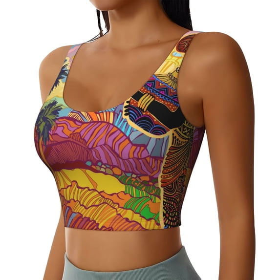 Lsque Beautiful African Woman Printed Women'S Sports Bra, Compression, Moisture Wicking, High-Impact Sports Bra For Women,Supportive sports bra-Small