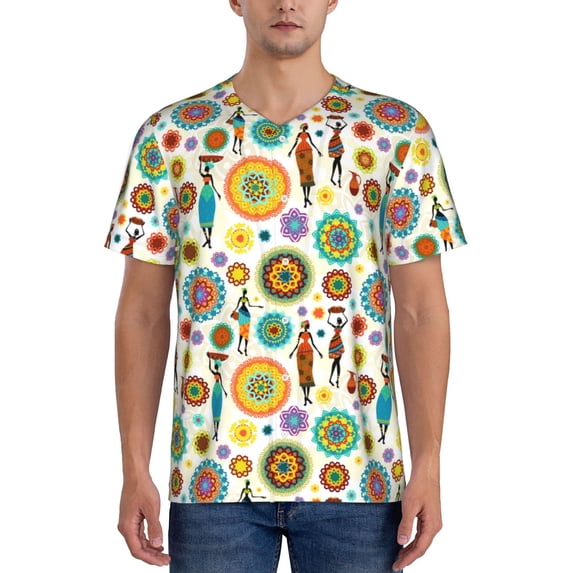 Lsque Beautiful African Womens Pattern Mens Polo Golf Shirts Funny Graphics Shorts Sleeve Button Shirts Baseball T-shirt-Small