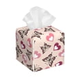 thumbnail image 1 of Lsque Beautiful Butterflies and Hearts Printed Tissue Box Cover Holder, Facial Paper Organizer Dispenser,Square with Bottom Belt, PVC Leather Decorative Organizer, 1 of 8