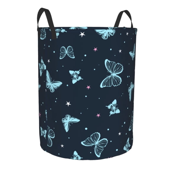 Lsque Beautiful Butterflies pattern Laundry Hamper Basket, Tall Woven Rope Hamper Basket for Clothes, Lightweight Storage Basket, Collapsible Waterproof-Medium