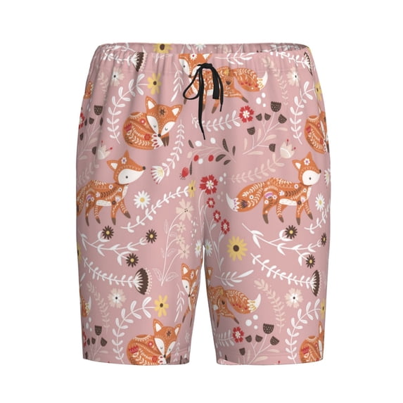 Lsque Beautiful Fox Mens Sleep Pajama Shorts,Short Pajama Pants, Cotton Ultra-Soft Knit-4X-Large
