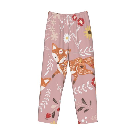 Lsque Beautiful Fox Print Men's Pajama Pants, Lounge Pant - Comfortable Home Wear,Elastic Waistband, Stylish Design-Small