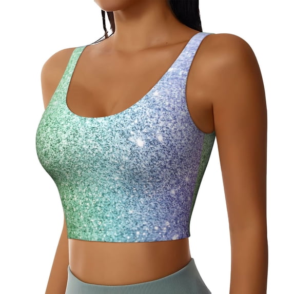 Lsque Beautiful Glitter Printed Women'S Sports Bra, Compression, Moisture Wicking, High-Impact Sports Bra For Women,Supportive sports bra-