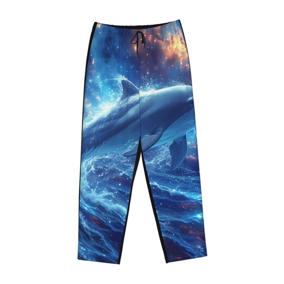 Lsque Beautiful Ocean Dolphin Print Women's Pajama Pants, Lounge Pant - Comfortable Home Wear,Elastic Waistband, Stylish Design-Small