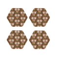 thumbnail image 1 of Lsque Beautiful Owl Pattern 4" Drink Coasters Set of 4, PVC Leather Absorbent Coasters, Table Coaster Set Decorative Coffee Cup Coasters Housewarming Gift -Hexagon, 1 of 6