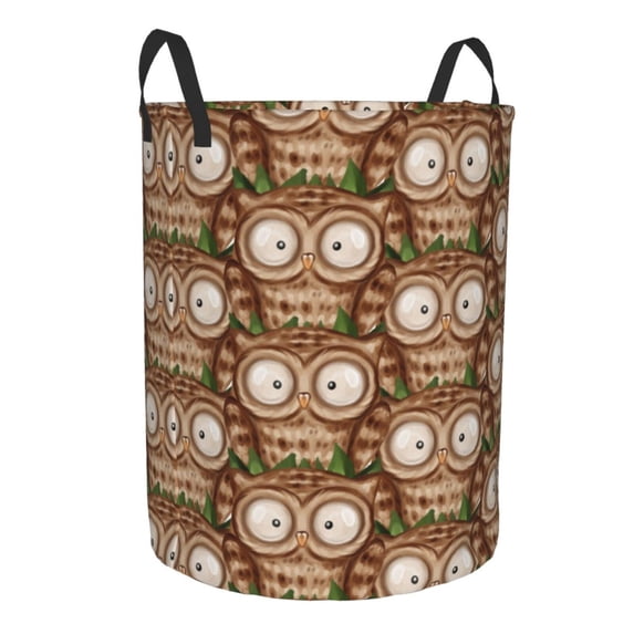 Lsque Beautiful Owl pattern Laundry Hamper Basket, Tall Woven Rope Hamper Basket for Clothes, Lightweight Storage Basket, Collapsible Waterproof-Small