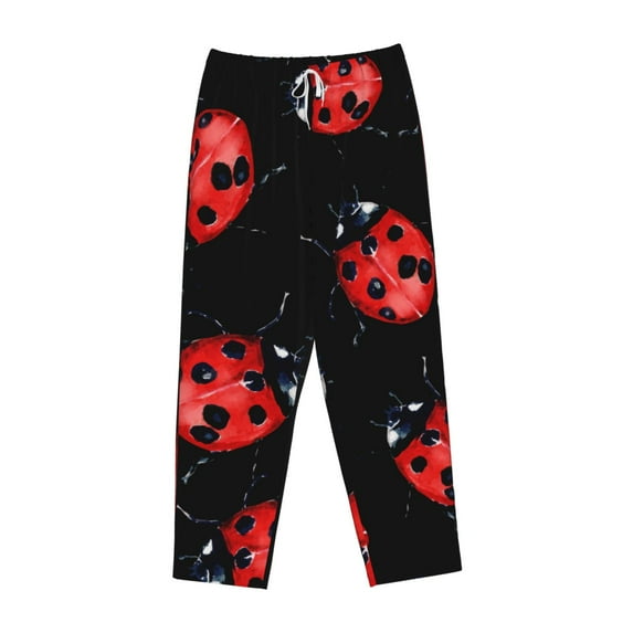 Lsque Beautiful Red Ladybug Print Women's Pajama Pants, Lounge Pant - Comfortable Home Wear,Elastic Waistband, Stylish Design-X-Large